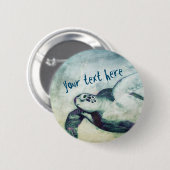 飛んでいるウミガメ |ボタンのピン 缶バッジ (正面&裏面)