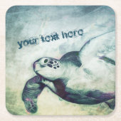 飛んでいるウミガメ |紙コースター スクエアペーパーコースター (正面)