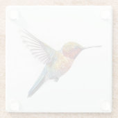 飛んでいるカラフルハミングバード ガラスコースター (裏面)