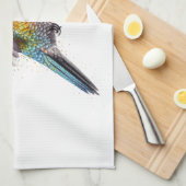 飛んでいるカラフルハミングバード キッチンタオル (四つ折り)
