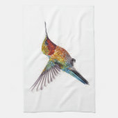 飛んでいるカラフルハミングバード キッチンタオル (縦)