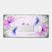 飛んでいるカラフル蝶 デスクマット (キーボード&マウス)