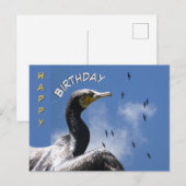 飛んでいるカワウの誕生日ポストカード ポストカード (正面/裏面)