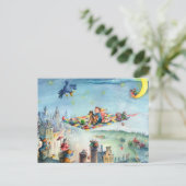 飛んでいるカーペットに乗る – 子供のはがき ポストカード (スタンド正面)