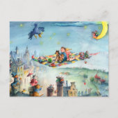 飛んでいるカーペットに乗る – 子供のはがき ポストカード (正面)