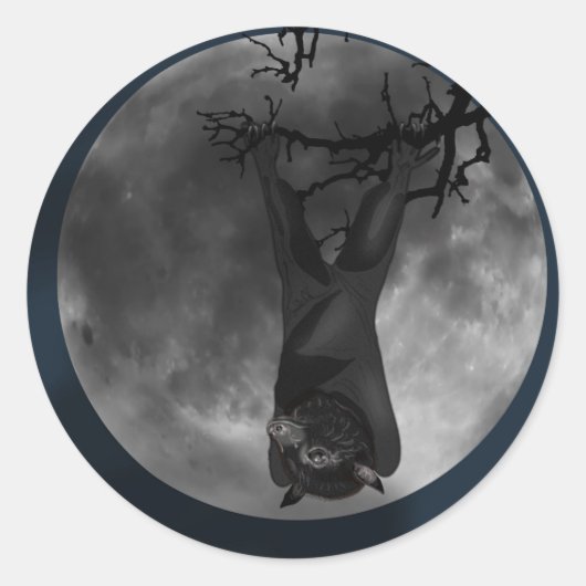 飛んでいるキツネこうもり ラウンドシール (正面)