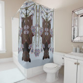 飛んでいるキツネスカイブルー シャワーカーテン (インサイチュ)