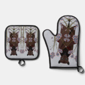 飛んでいるキツネスカイブルー 鍋つかみ&鍋敷きセット (正面)