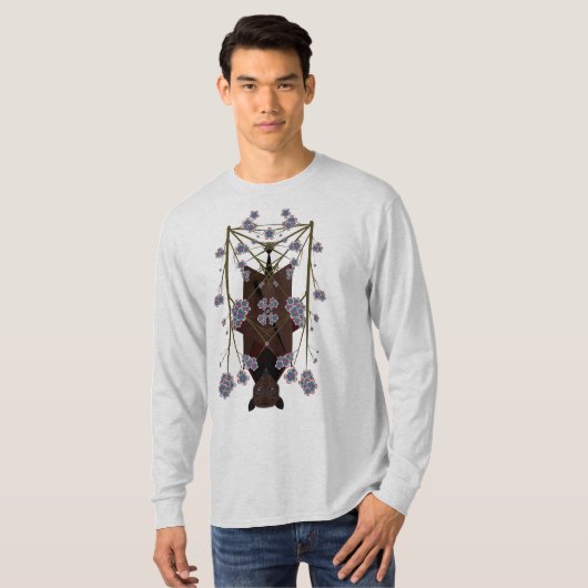 飛んでいるキツネユニセックス長袖シャツ Tシャツ (正面フル)