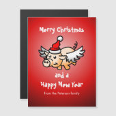 飛んでいるクリスマスピグ磁気カード (正面/裏面)