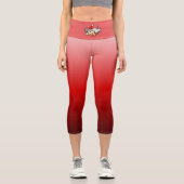 飛んでいるクリスマス豚ハイウェイストヨガカプリス カプリレギンス (正面)