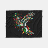 飛んでいるサンタダッククリスマスライト狩りSe フリースブランケット (正面(横))