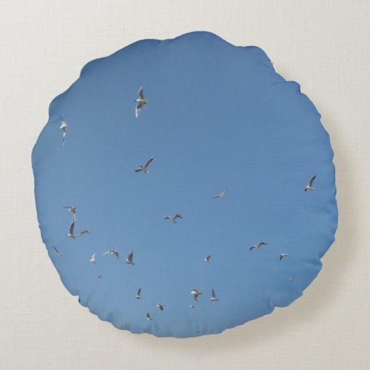 飛んでいるシーグルズラウンドピロー ラウンドクッション (裏面)