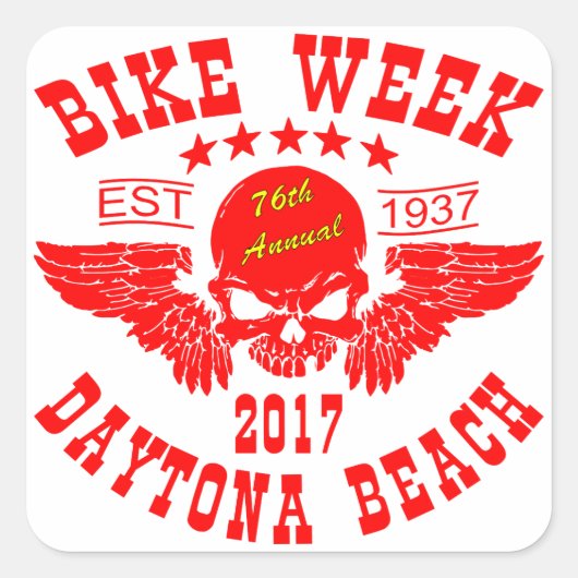 飛んでいるスカル76thデイトナビーチバイクウィーク2017r スクエアシール (正面)