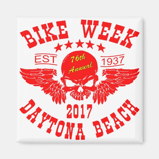 飛んでいるスカル76thデイトナビーチバイクウィーク2017r マグネット (正面)