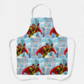 飛んでいるスーパーヒーロー漫画スタイルレッド&イエローヒーロー エプロン (正面)