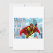 飛んでいるスーパーヒーロー漫画スタイルレッド&イエローヒーロー 招待状 (正面)