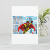 飛んでいるスーパーヒーロー漫画スタイルレッド&イエローヒーロー 招待状 (スタンド正面)