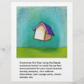 飛んでいるハウス旅行ホームおもしろいカラフルハッピーアート チラシ (正面)