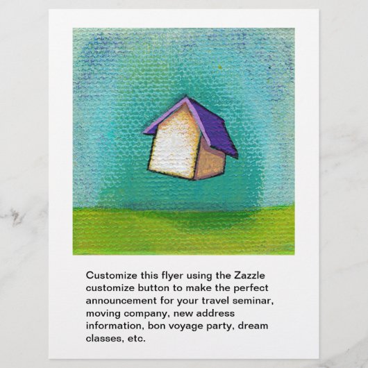 飛んでいるハウス旅行ホームおもしろいカラフルハッピーアート チラシ (正面)