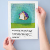 飛んでいるハウス旅行ホームおもしろいカラフルハッピーアート チラシ (手)