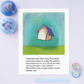 飛んでいるハウス旅行ホームおもしろいカラフルハッピーアート チラシ (シングル)