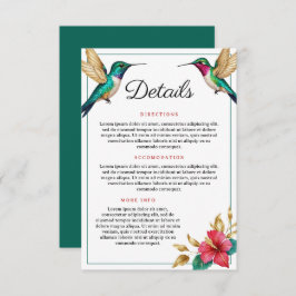 飛んでいるハチドリ赤い熱帯結婚花 エンクロージャーカード