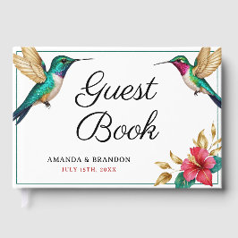飛んでいるハチドリ赤い熱帯結婚花 ゲストブック