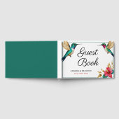 飛んでいるハチドリ赤い熱帯結婚花 ゲストブック (全面)