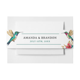 飛んでいるハチドリ赤い熱帯結婚花 招待状ベリーバンド