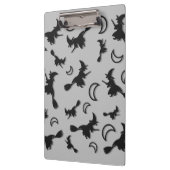 飛んでいるハロウィーンの夜3Dで半月の間の魔女 クリップボード (左)