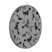 飛んでいるハロウィーンの夜3Dで半月の間の魔女 ダーツボード (正面左)