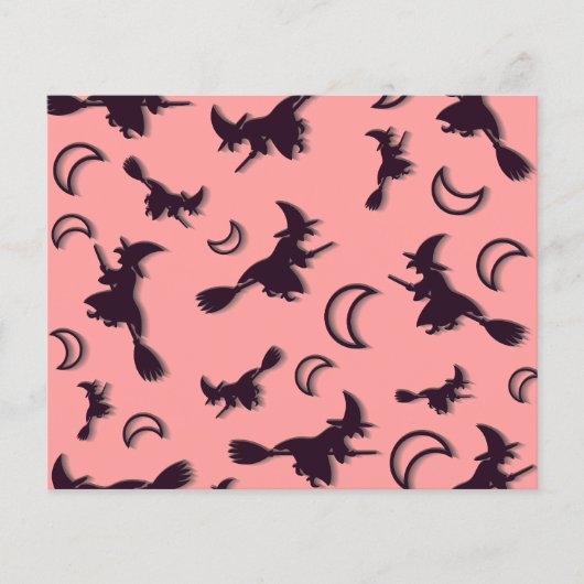 飛んでいるハロウィーンの夜3Dで半月の間の魔女 チラシ (正面)