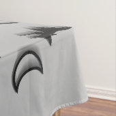 飛んでいるハロウィーンの夜3Dで半月の間の魔女 テーブルクロス (インサイチュ)