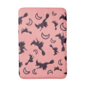 飛んでいるハロウィーンの夜3Dで半月の間の魔女 バスマット (正面縦)