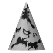 飛んでいるハロウィーンの夜3Dで半月の間の魔女 パーティーハット (裏面)