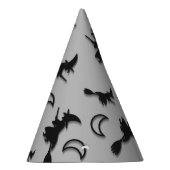 飛んでいるハロウィーンの夜3Dで半月の間の魔女 パーティーハット (右)