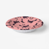 飛んでいるハロウィーンの夜3Dで半月の間の魔女 ペーパーボウル (傾斜あり)