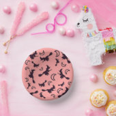 飛んでいるハロウィーンの夜3Dで半月の間の魔女 ペーパーボウル (パーティー)