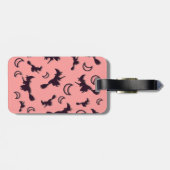 飛んでいるハロウィーンの夜3Dで半月の間の魔女 ラゲッジタグ (裏面横)