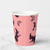 飛んでいるハロウィーンの夜3Dで半月の間の魔女 紙コップ (右)