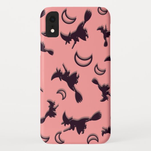 飛んでいるハロウィーンの夜3Dで半月の間の魔女 Case-Mate iPhoneケース (裏面)