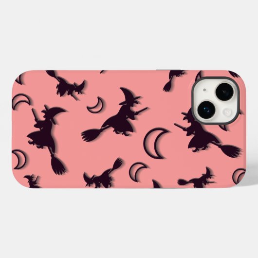 飛んでいるハロウィーンの夜3Dで半月の間の魔女 Case-Mate iPhoneケース (裏面 (横))