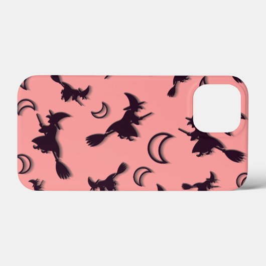 飛んでいるハロウィーンの夜3Dで半月の間の魔女 Case-Mate iPhoneケース (裏面 (横))
