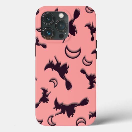 飛んでいるハロウィーンの夜3Dで半月の間の魔女 Case-Mate iPhoneケース (裏面)