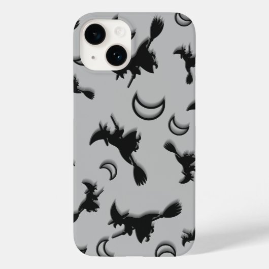 飛んでいるハロウィーンの夜3Dで半月の間の魔女 Case-Mate iPhoneケース (裏面)