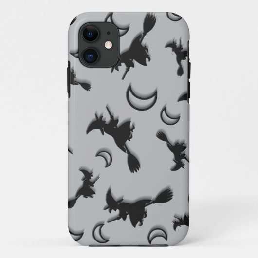 飛んでいるハロウィーンの夜3Dで半月の間の魔女 Case-Mate iPhoneケース (裏面)