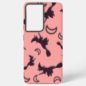 飛んでいるハロウィーンの夜3Dで半月の間の魔女 SAMSUNG GALAXYケース (裏面)