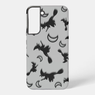 飛んでいるハロウィーンの夜3Dで半月の間の魔女 SAMSUNG GALAXY S22+ケース