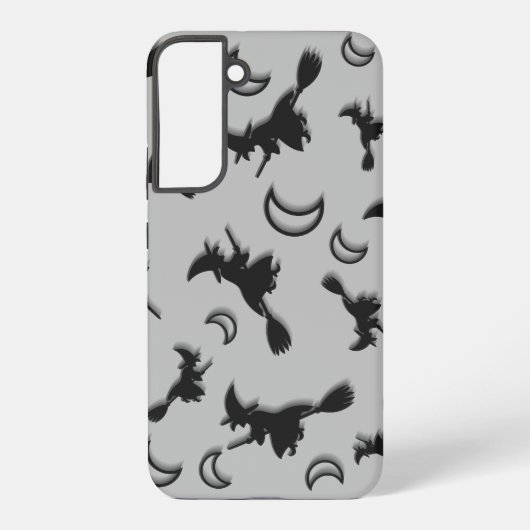 飛んでいるハロウィーンの夜3Dで半月の間の魔女 SAMSUNG GALAXYケース (裏面)